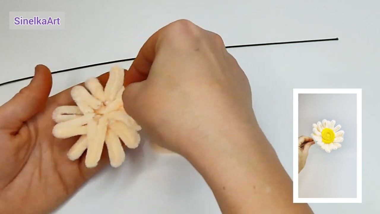 Цветы из синельной проволоки Гербера /  DIY / Tutorial / Синельная проволока мастер класс