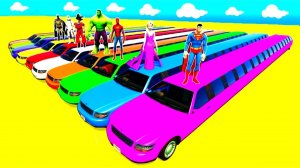 мультик про цветные длинные машинки и супергероев для детей с детскими стишками