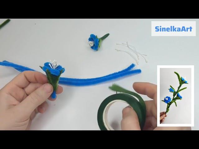Синие цветы из синельной проволоки / Tutorial / Синельная проволока мастер класс #flowers