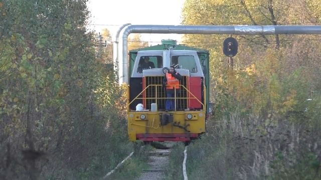 Красиво гудящий маневровый тепловоз ТГМ40-0804 с хоппером на подъездном пути от станции Каналстрой смотреть онлайн