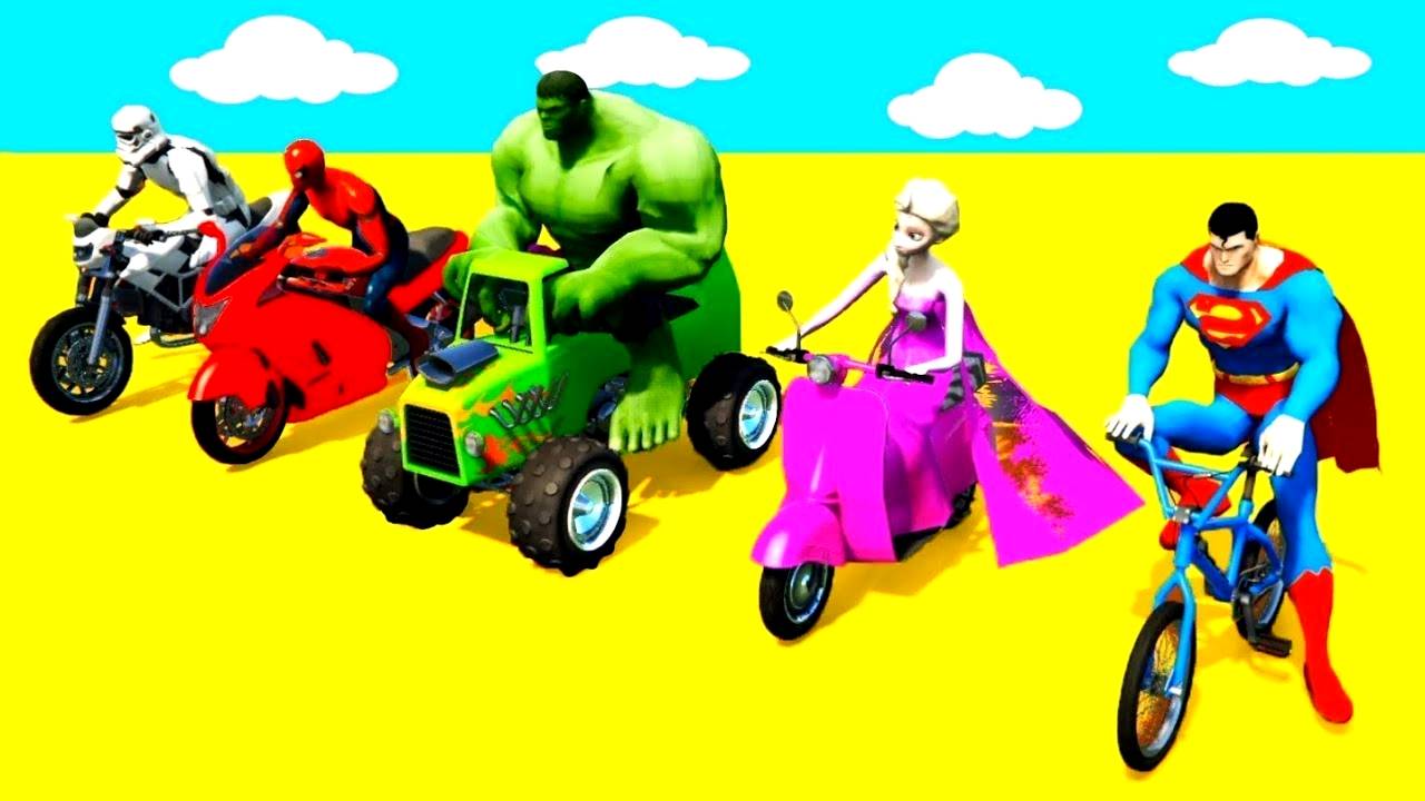 Мультики Про Цветные Мотоциклы и Самолеты Учим Цвета Детские Веселые Песенки Для Малышей