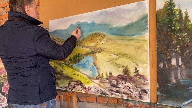 2-этап. Озера любви КЧР, гора Железноводск масло/холст 80 на 120 см. Зилавди Яшуркаев.