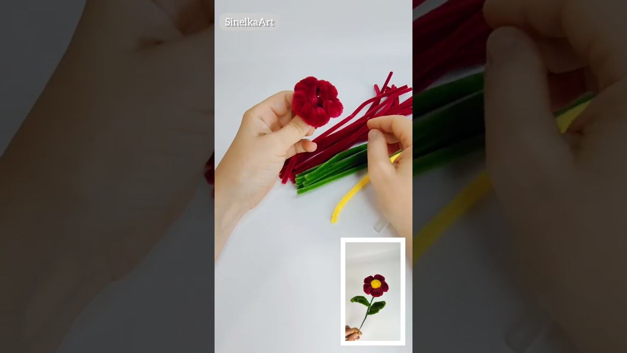 Цветок из синельной проволоки простой Pipe Cleaner /  DIY / Синельная проволока мастер класс