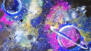 Как нарисовать космос губкой для посуды и гуашью: секреты необычных техник!