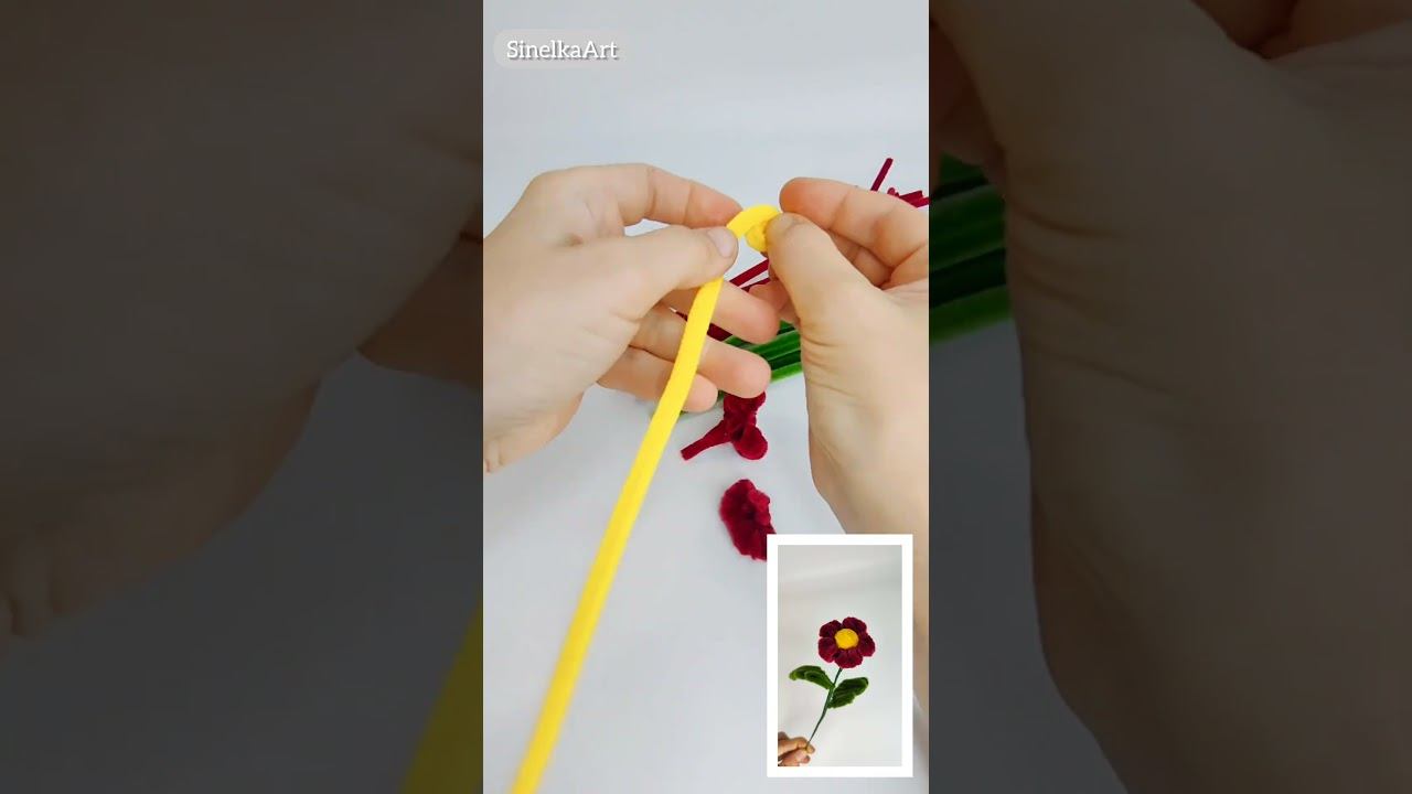 Простой цветок из синельной проволоки /Синельная проволока мастер класс #diy #art #handmade #flowers
