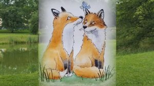 Лисички и бабочка. Рисунок акварелью / Акварель для начинающих /Рисуем с детьми