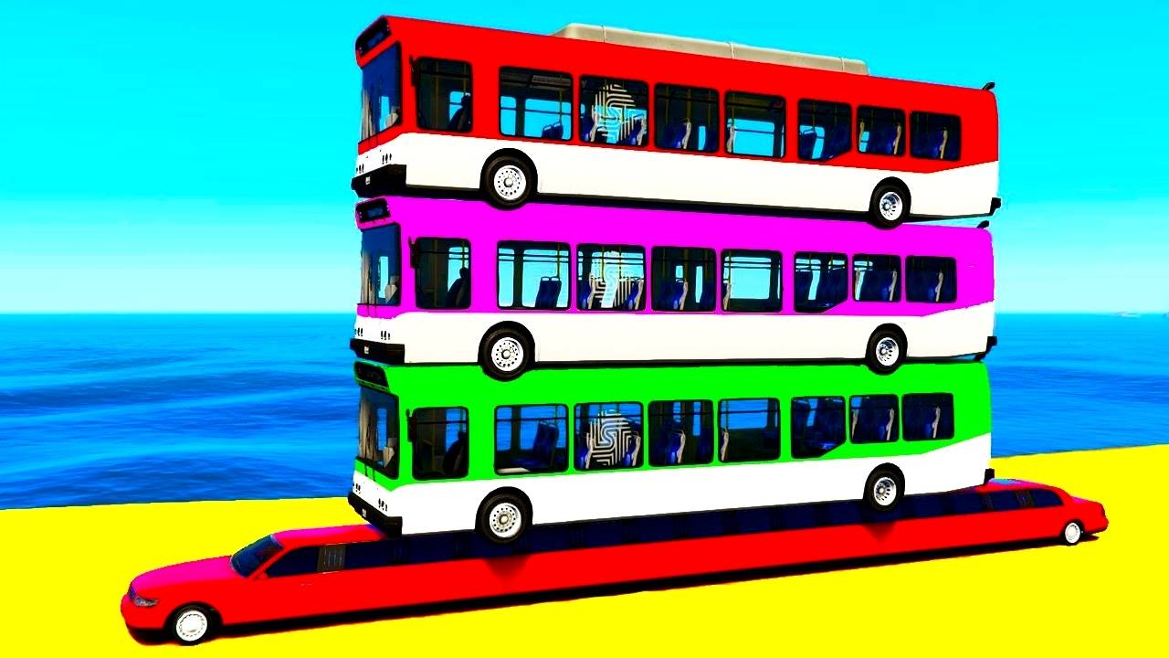 Мультик про Машинки Лимузин Цветные Автобусы и Супер Герои Учим Цвета для Детей