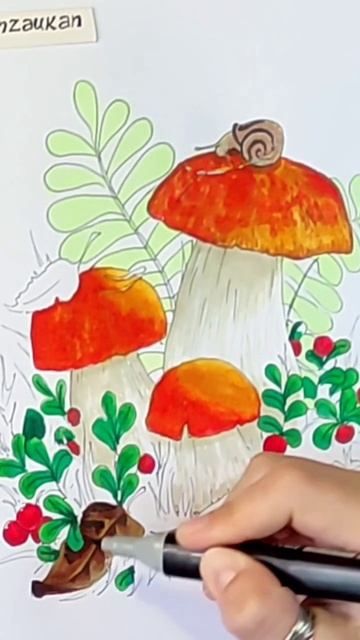 Autumn Mushrooms | Осенние грибочки, рисунок маркерами #грибы #скетчинг  #mushrooms