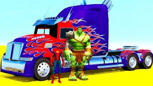 Большой Грузовик и Человек Паук и Халк Мультик про Машинки