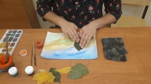 осенний пейзаж МОНОТИПИЯ