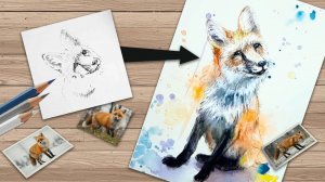 Милая лисичка акварелью 🖌️✨ | Брызги и штрихи | Релакс-рисование без слов