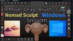 Инструменты перемещение, кисть, перетаскивание, глина, сглаживание.  Nomad Sculpt.