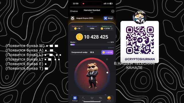 НОВЫЙ ШИФР В HAMSTER KOMBAT 8-9 ИЮНЯ🔥ШИФР HAMSTER KOMBAT