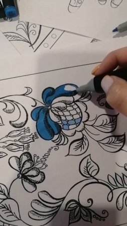 Раскраска "Гжель". Рисование в шаблонах.