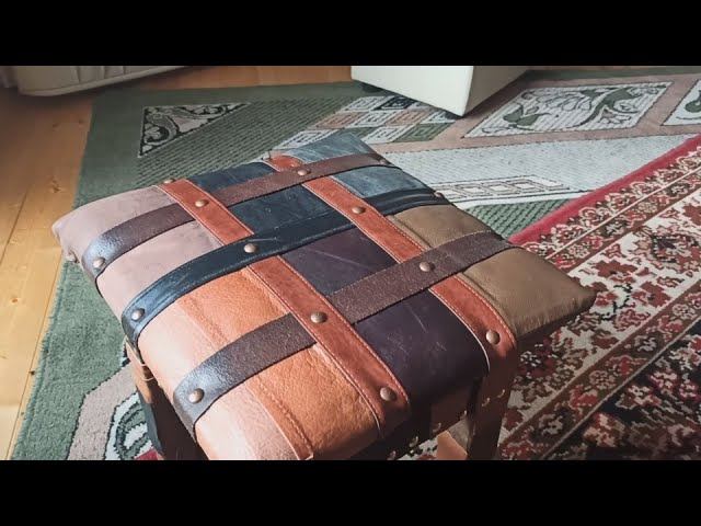 Реставрация табуретки кожей.