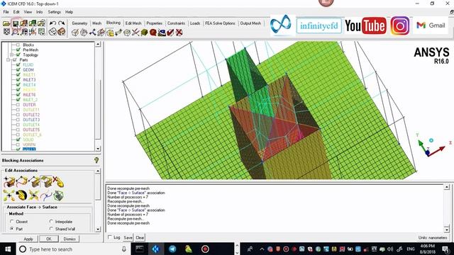 Blocking strategy Top-down in Ansys ICEM CFD. смотреть онлайн