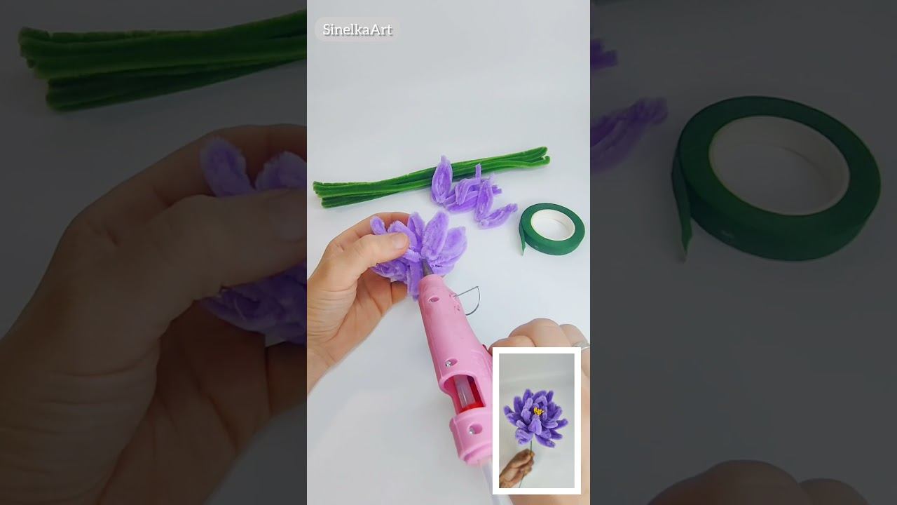 Цветы из пушистой проволоки Pipe Cleaner /  DIY / Tutorial / Синельная проволока мастер класс