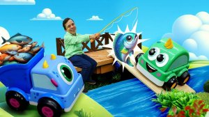 Машинки на рыбалке! Игры гонки и отдых на природе — Игрушки для малышей в видео для детей