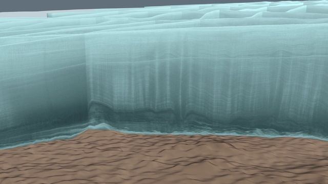 Zoom close to radar data curtain in the Hiawatha Impact Crater смотреть онлайн
