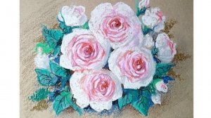 Розовые розы. Как нарисовать сухой пастелью на крафтовой бумаге.