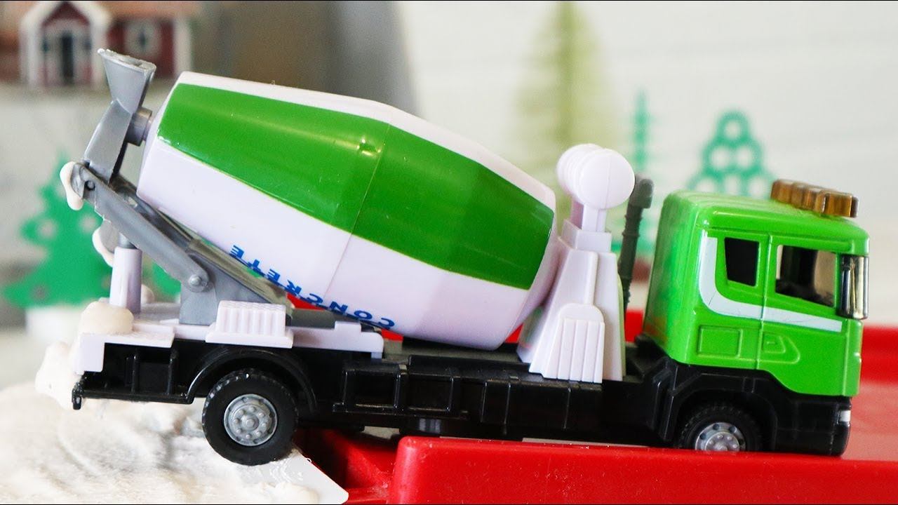 Машины для детей. Бетономешалка - строительная машина. Видео про грузовики смотреть онлайн