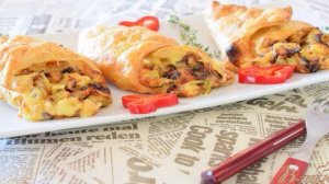 Кулечки с грибами и картофелем из слоеного теста