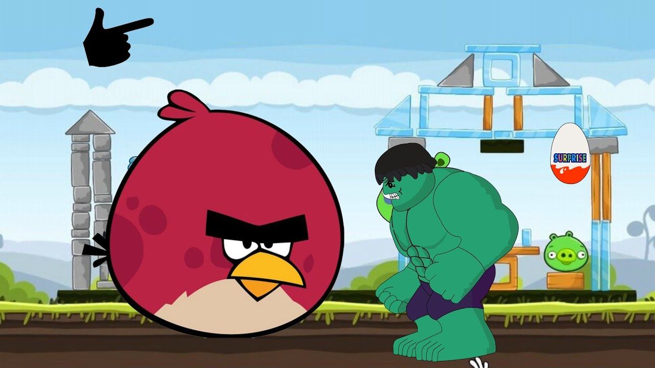 Халк путешествует по игре Энгри Бердс (Angry Birds). Открываем киндер сюрпризы смотреть онлайн