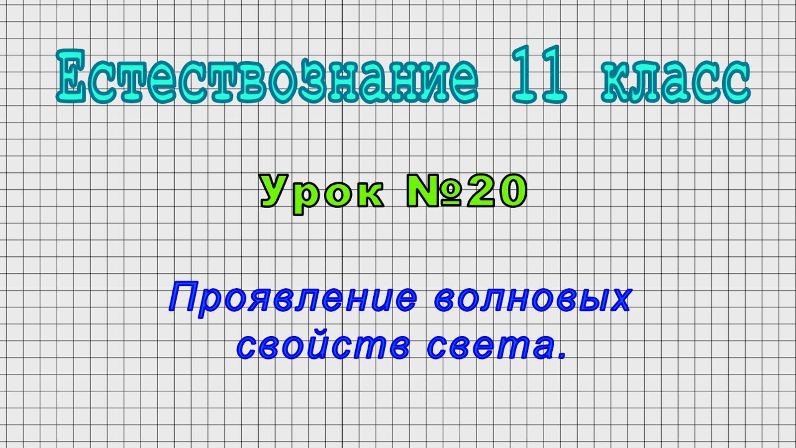 Естествознание 11 класс (Урок№20 - Проявление волновых свойств света.)