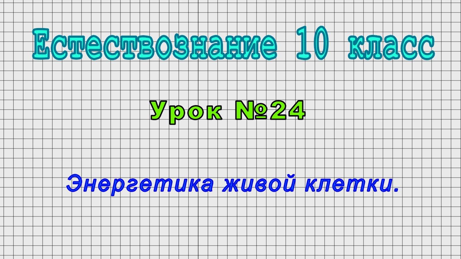 Естествознание 10 класс (Урок№24 - Энергетика живой клетки.)