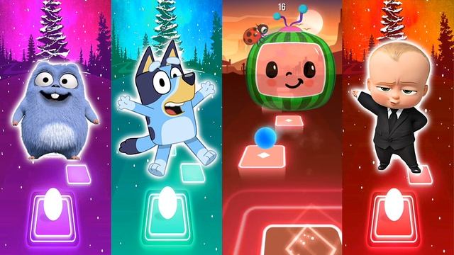 Grizzy and the Lemmings vs Blue vs Cocomelon vs The Baby Boss -Tiles Hop