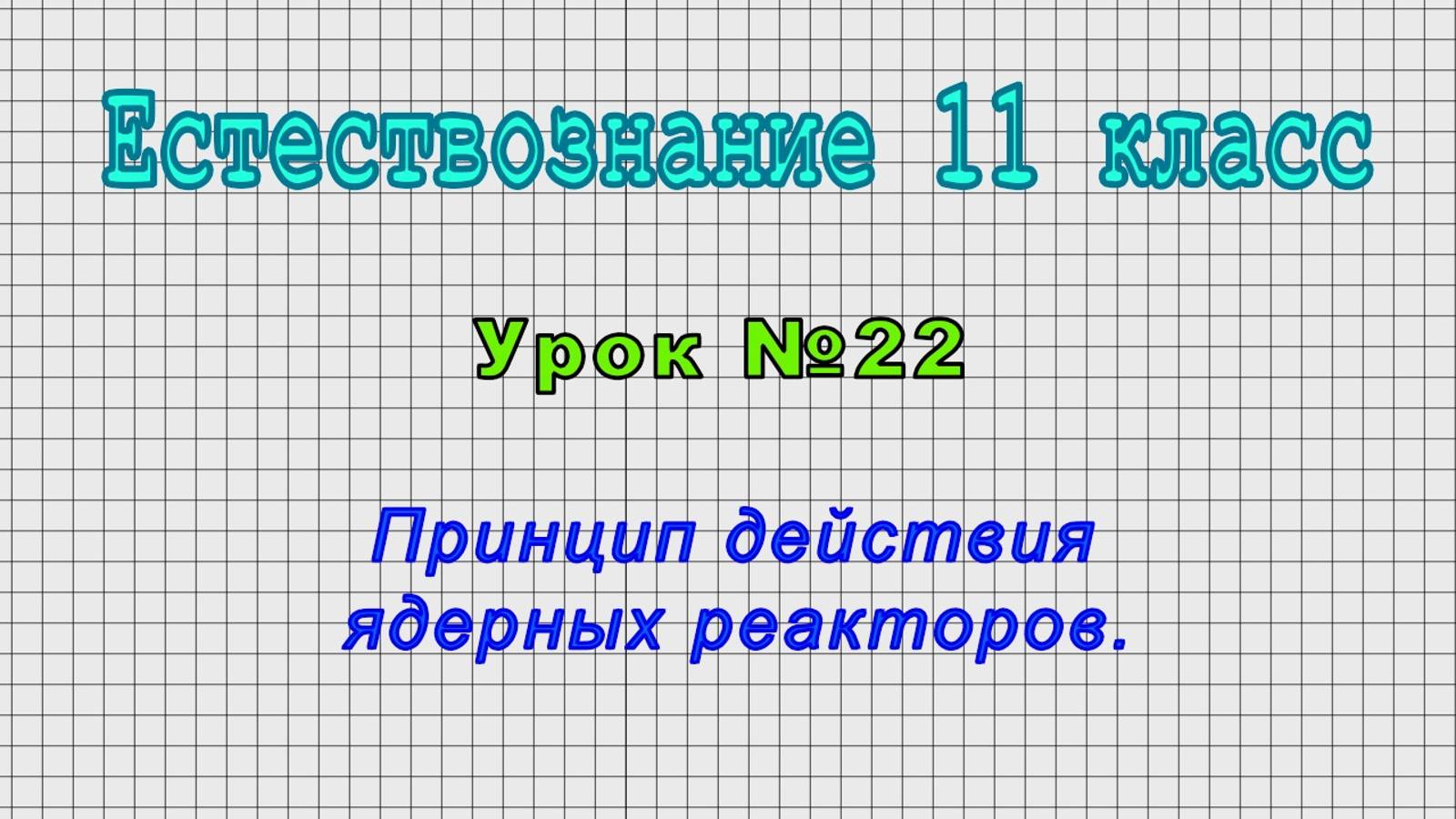 Естествознание 11 класс (Урок 22 - Принцип действия ядерных реакторов.)