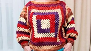 Полувер. Свитер бабушкин квадрат. Крючок. Вязание