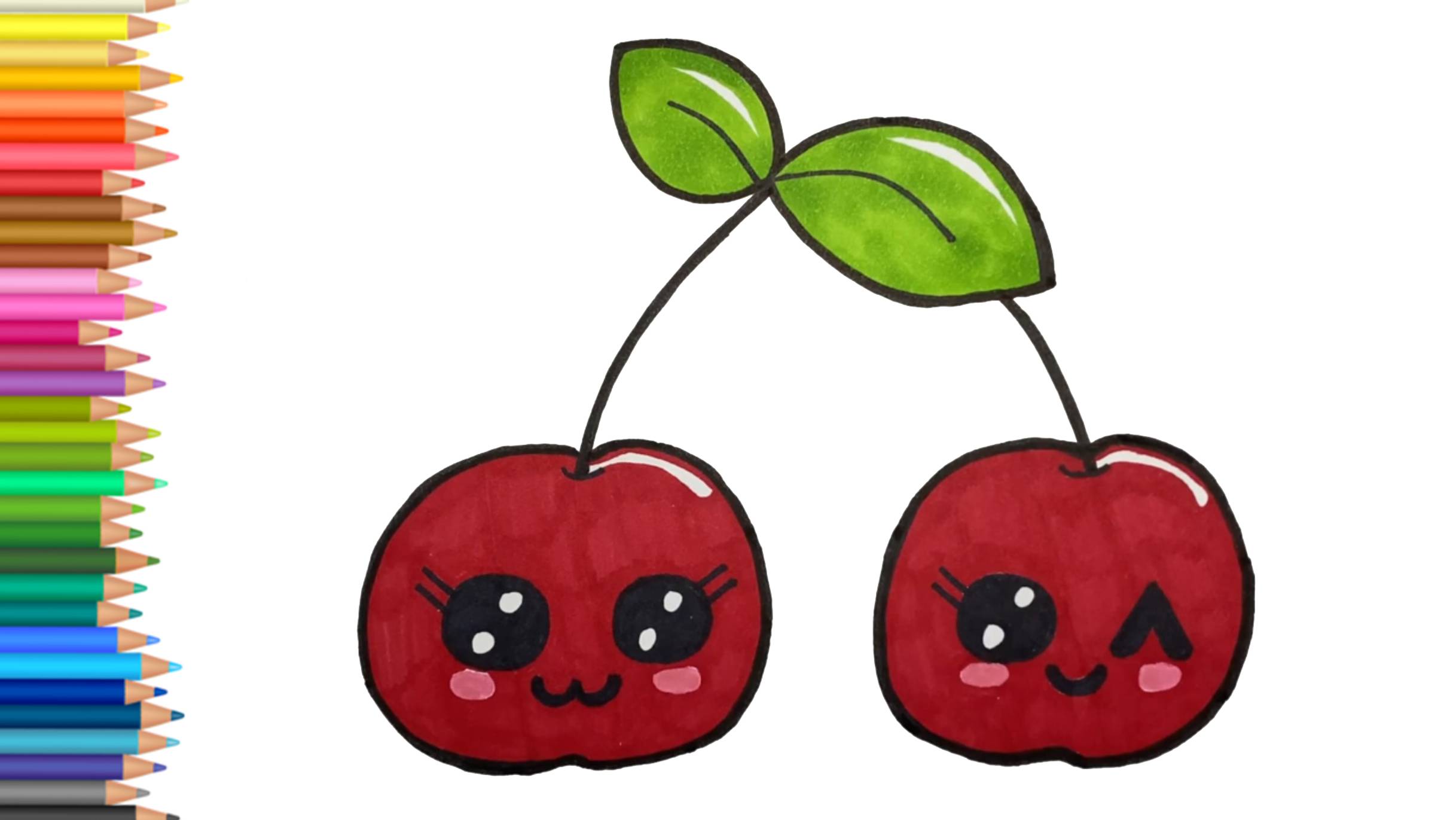 Как нарисовать вишню с глазами🍒