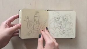 Sketchbook tour!  with music (Обзор на квадратный скетчбук без слов)