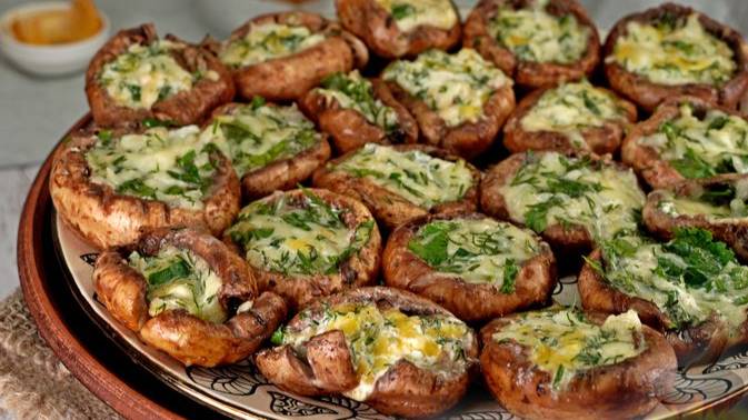 Закуска с дымком. ШАМПИНЬОНЫ С СЫРОМ НА МАНГАЛЕ