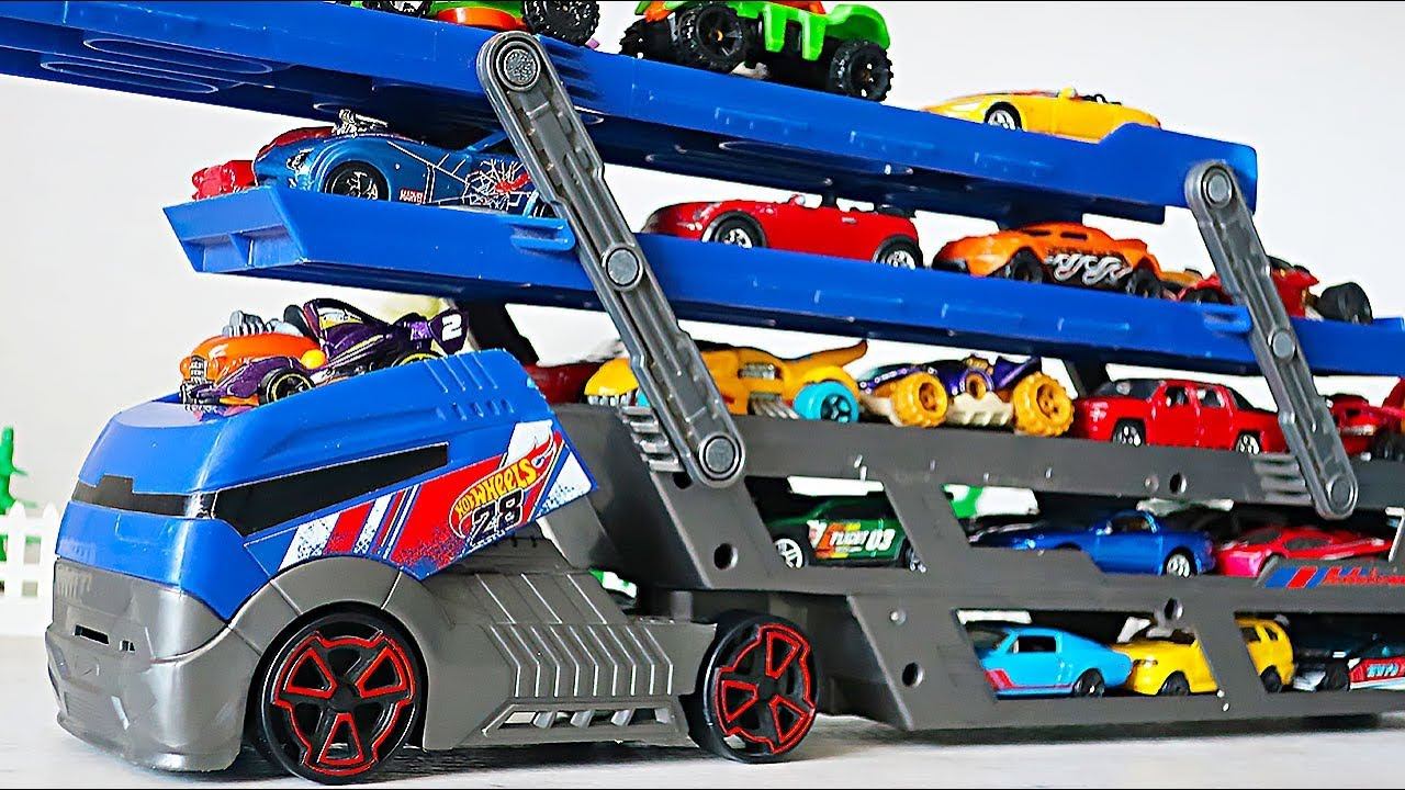 Мультик с игрушечными машинками и автовозом. Считаем машинки смотреть онлайн