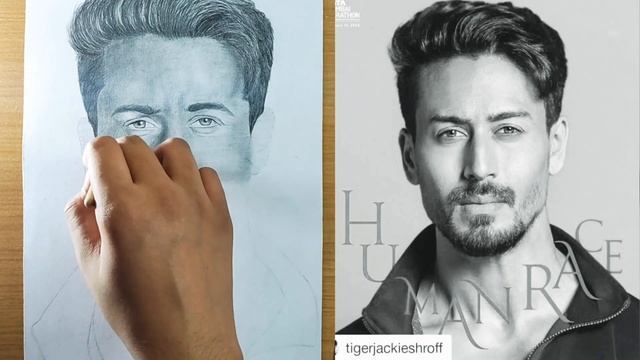 Drawing Tiger Shroff portrait..ME VS Shubham Dogra sir..