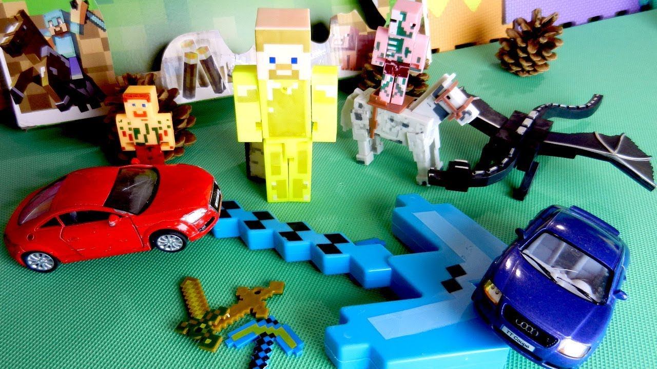 Игрушечные машинки и набор с игрушками Майнкрафт. Видео для детей смотреть онлайн