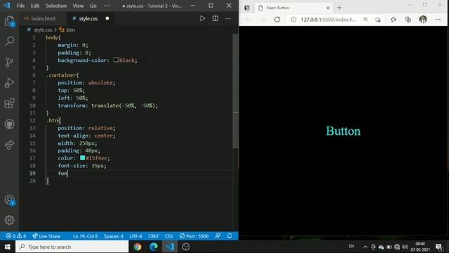 CSS Neon Button effect on hover using HTML & CSS || CSS Glowing button effects || Web Tutorials