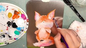 Рисунок лисёнка акриловыми красками  😍🦊 Drawing of a fox with