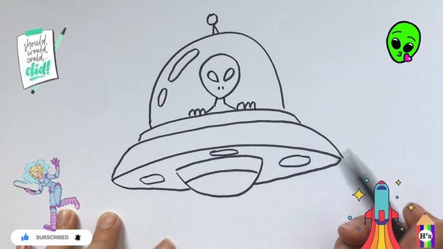 How To Draw an UFO | рисуем НЛО для детей | Bolalar uchun ufo rasm chizish