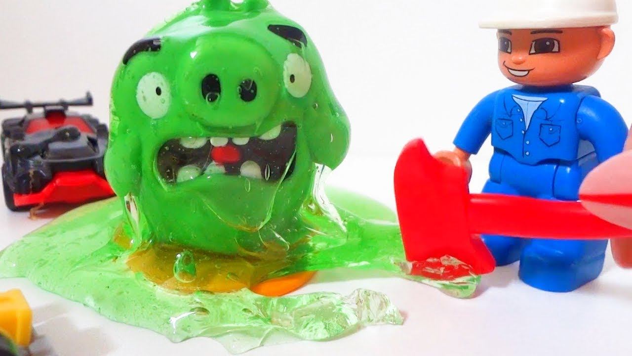 Энгри Бердс - видео с игрушками. Свин в желе и игрушечные машинки смотреть онлайн