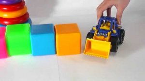 Мультик про грузовик и погрузчик. Играем в кубики, учим цвета и считаем до 10