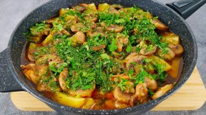 Курица с картошкой и грибами. Очень вкусный рецепт