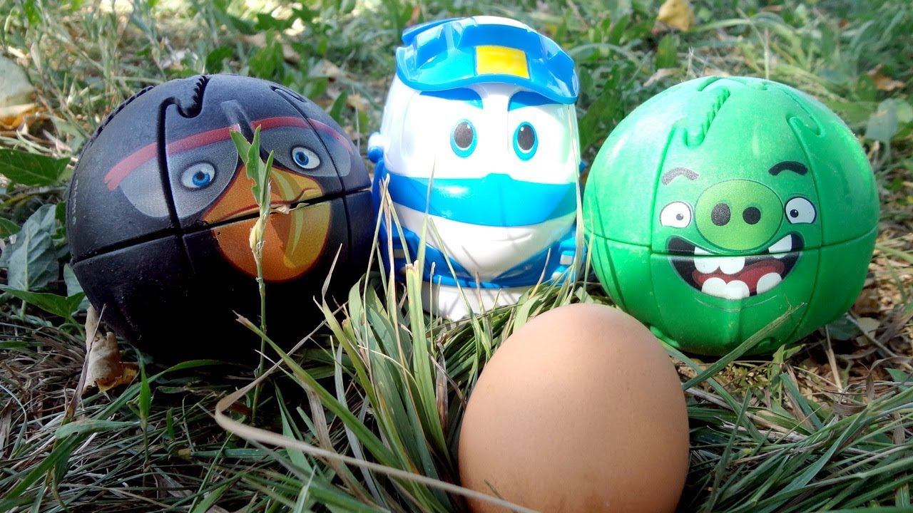 Энгри Бёрдс - Крашики и робот - поезд Кей. Видео для детей с игрушками смотреть онлайн