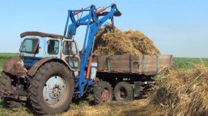 универсальные вилы на КУН для погрузки сена, погрузили и перевезли последнее сено, жизнь в деревне
