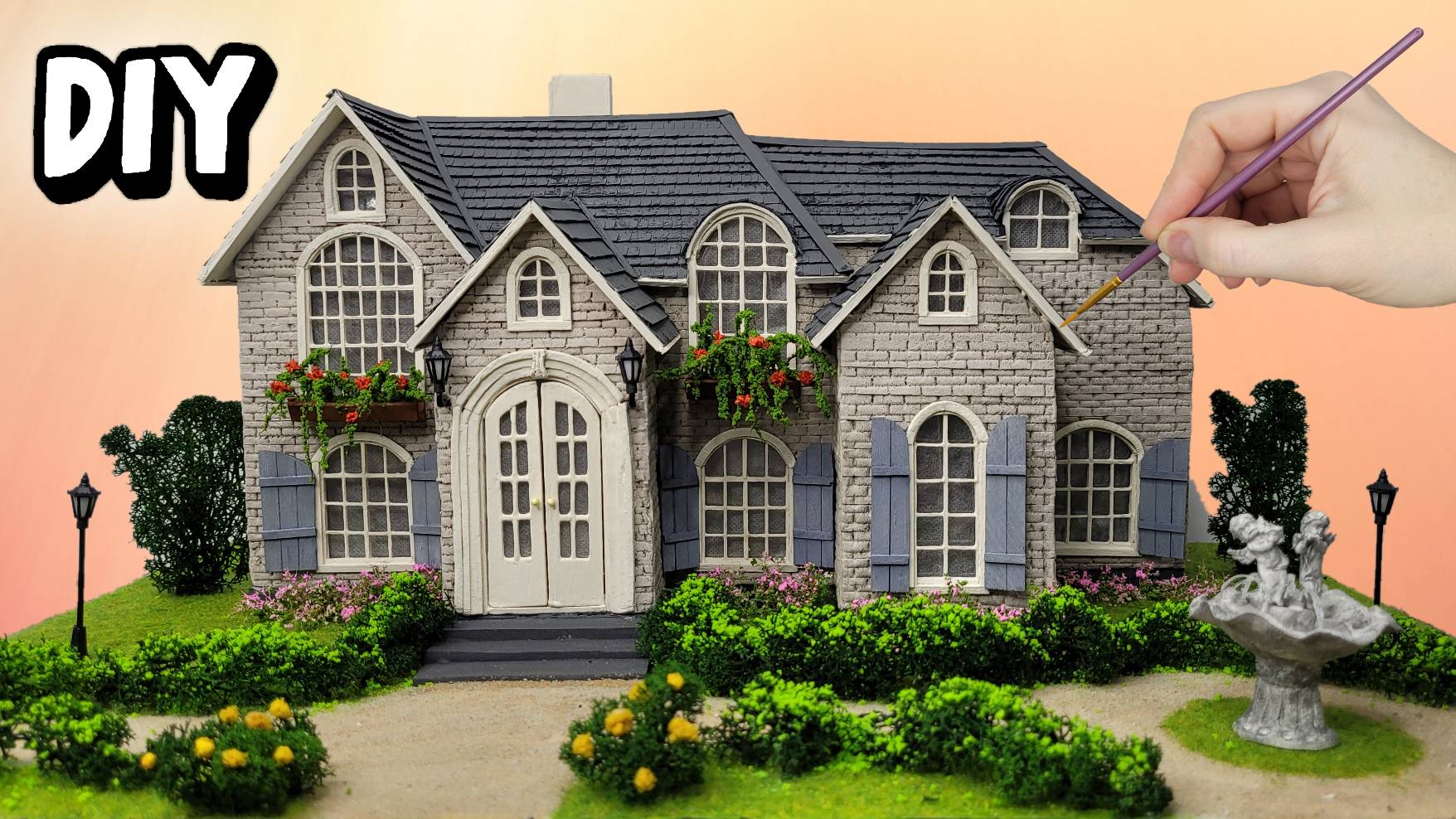 Особняк с фонтаном из картона своими руками / DIY смотреть онлайн