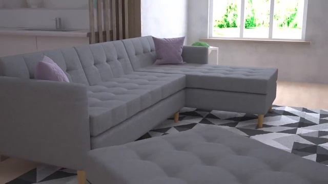 Canapé d'Angle Réversible Avec ou Sans Pouf et Coffre de Rangement смотреть онлайн