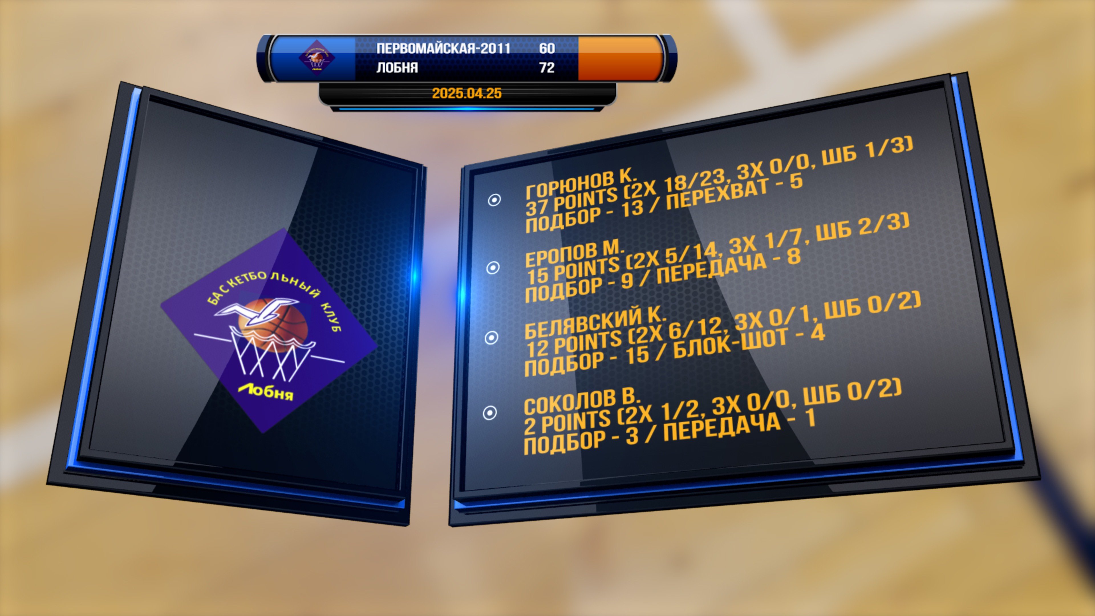 2025.04.25 / БК Первомайская-2011 vs. БК Лобня / турнир "Надежда" 2025 / highlight