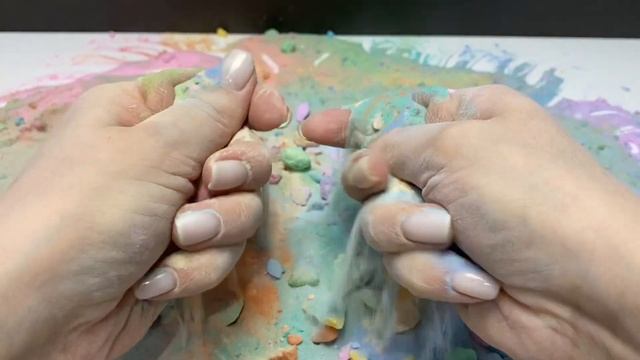 ASMR baking soda colorful pebbles crumble
